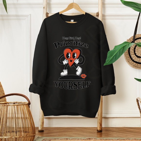 🚨 SALE 🚨 Prioritize Yourself Mental Health Graphic Crewneck Sweatshirt - Picture 6 of 10